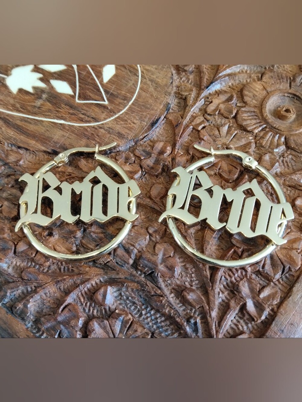 Gold Script Hoop Name Earrings - Women Jewelry